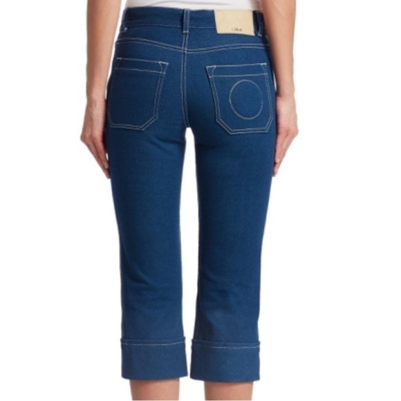 Chloe Dark Wash Cropped Rolled Hem Jeans Size 34/0-2 NWOT - Picture 11 of 12